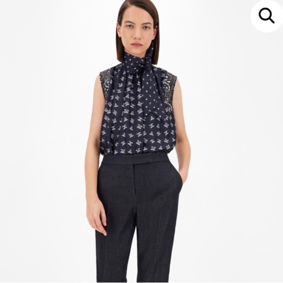 MaxMara Silk and jersey top Navy - Picture 3 of 11